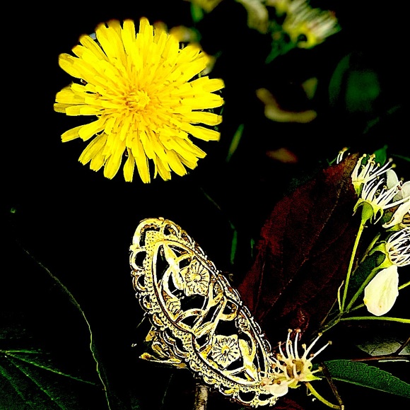 Gold Plated Daisy Stretched Boho Ring - Picture 5 of 15